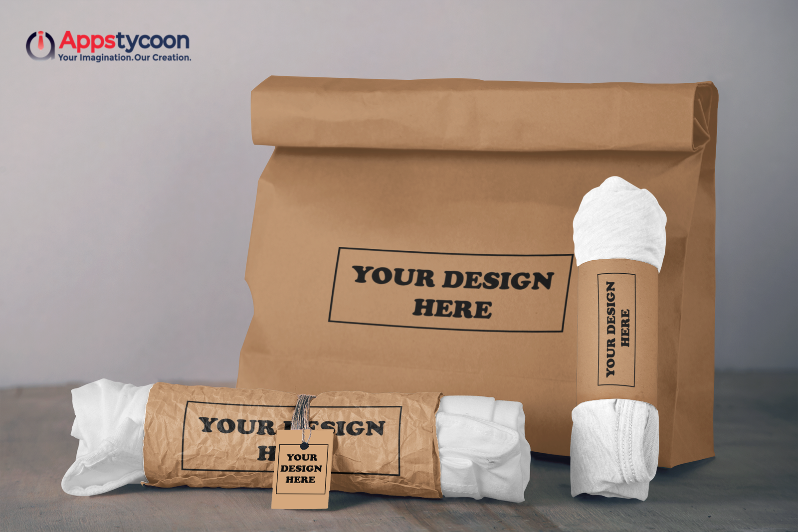 t shirt packaging mockup featuring a paper bag and a brand tag 4027 el1 Appstycoon